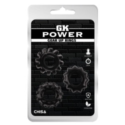 GK Power Lot de 3 Cockrings souples Gear Up Noirs